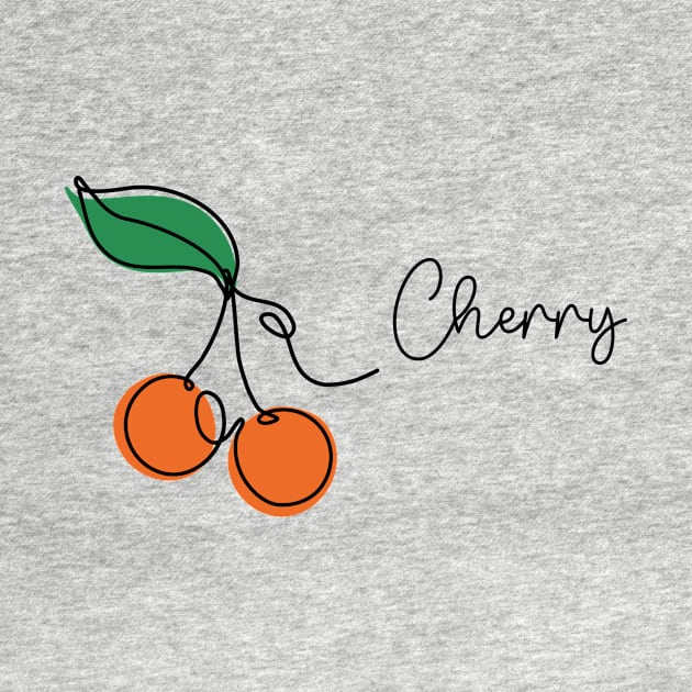 Cherry with leaf continuous one line drawing by DanielK